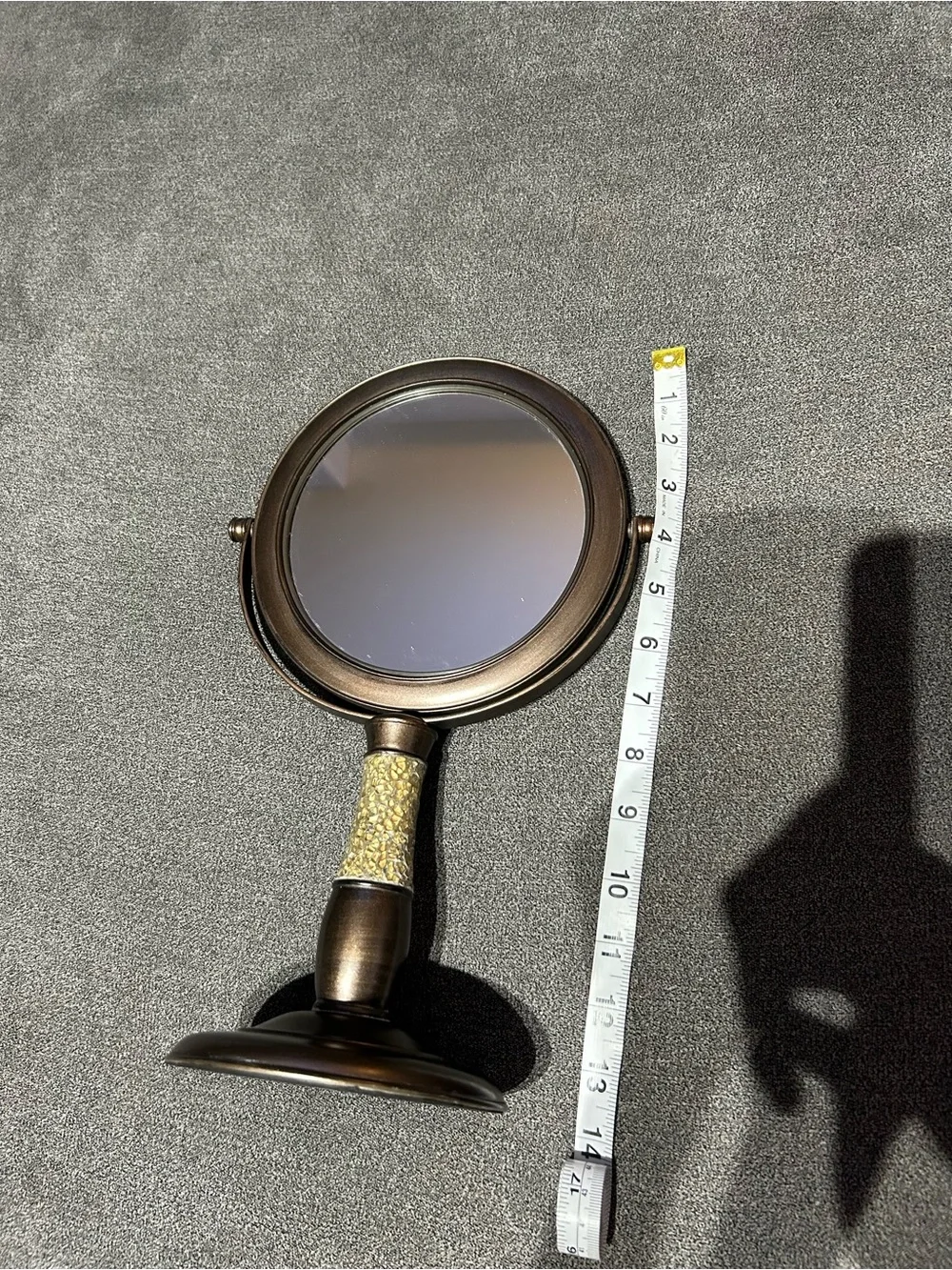 Decorative Vintage Bronze Finish Vanity Mirror with Crystal Accent - Bronze
